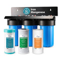 iSpring Whole House Water Filter System, Reduces Iron, Manganese, Chlorine, Sediment, Taste, and Odor, 3-Stage Iron Filter Whole House, Model: WGB31BM, 10” x 4.5” Filters, 1” Inlet/Outlet