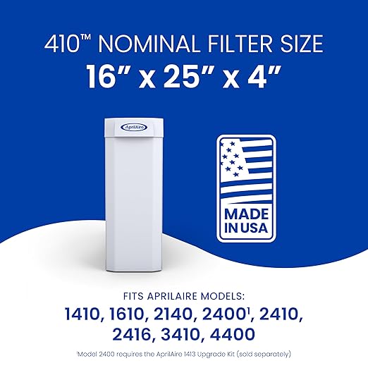 AprilAire 410 Replacement Filter for AprilAire Whole House Air Purifiers - MERV 11, Clean Air & Dust, 16x25x4 Air Filter (Pack of 1)