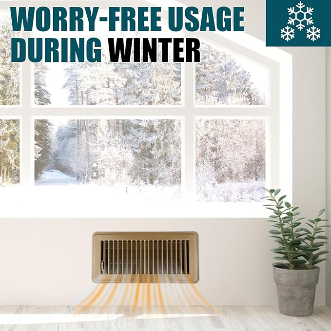 VOISEN Floor Register 4x10, 6 Pack Brown Floor Vent Covers, Heavy Duty Steel Walkable Floor Vents,Vent Covers for Home Floor