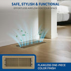 4" x 12" Floor Register Vent Covers 2-Pack, Walkable Powder-Coated Metal Vent Covers with Adjustable Airflow, Curved Safe Edges for Floor/Wall, Brown