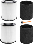 2 Pack Replacement VF4000 Filter for Ridgid Shop Vac Filter 5-20 Gallon, Standard H13 HEAP Wet/Dry Rigid Shop Vac Filters Compatible with Husky 6-9 Gallon Vacuums, With 2 Foam Sleeves and 1 Brush