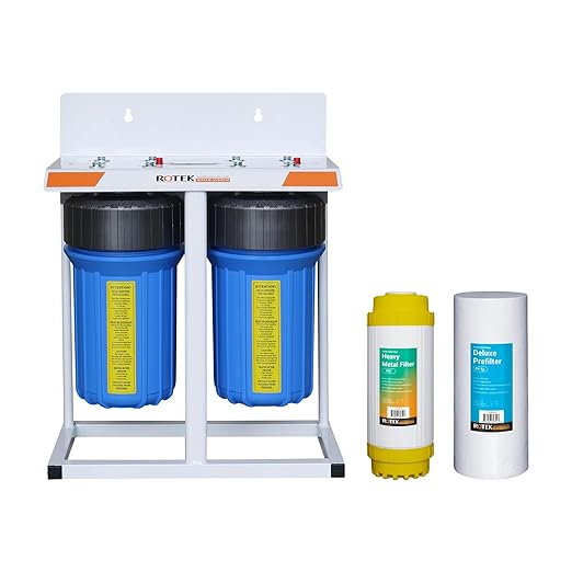 Rotek Water Systems Whole House Water Filtration System | 2-Stage Water Filter System | SED & KDF | Clean Drinking Water | Sediment & KDF Filter | Heavy Metal Reduction | 10 Inch