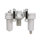 PneumaticPlus SAU400A-N04G-MEP - Dual Air System 1/2" NPT - Compressed Air Filter, Regulator & Lubricator w/Additional Free Air Port 3/8" NPT - Manual Drain, Metal Bowl