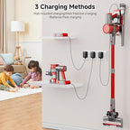 Cordless Vacuum Cleaner, Powerful Stick Vacuum Cleaner for Home with Rechargeable Battery, 6-in-1 Lightweight Handheld Vacuum, 45 Mins Runtime for Hardfloor & Carpets Pet Hair (red)