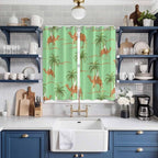 2 Panel Kitchen Cafe Curtains, Desert Camels Sunlight Filtering Nature Air Through, Home Decor Window Covering Tier Curtains for Living Room 80W x 63L inch Tropical Date Palm Trees Animal Green