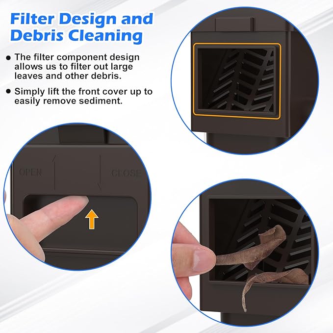 WADEO Rainwater Collection System, Downspout Diverter Fits for 2"x 3" or 3"x 4" Residential Downspouts, Rain Barrel Diverter Kit with Adjustable Valve and Filter, 5FT Hose, Brown