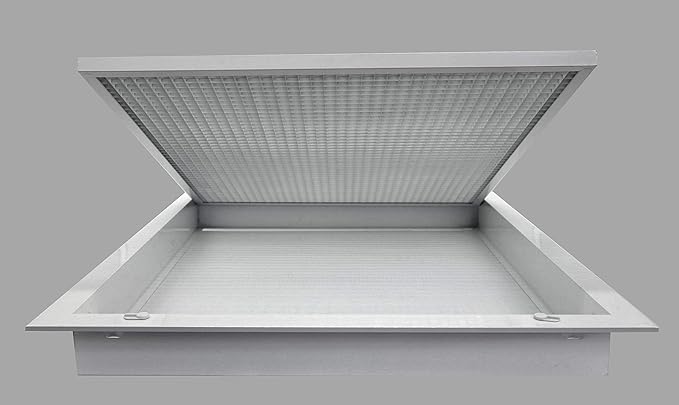 HVAC Premium 8'' x 32'' Cube Core Eggcrate Return Air Filter Grille for 1'' Filter - Aluminum - White [Outer Dimensions: 10.5'' x 34.5"]