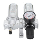 Air Filter Pressure Regulator 1/4 Inch, Compressed Air Line Filter with Dial Gauge, Aluminum Alloy and PC Oil Water Separator for Pneumatic Tools Airbrushing