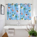 2 Panel Kitchen Cafe Curtains, Desert Landscape Sunlight Filtering Nature Air Through, Home Decor Window Covering Tier Curtains for Bedroom Living Room Cute Camels Palm Trees Houses Leaves Blue