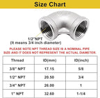 2Pcs 304 Stainless Steel 90 Degree Elbow 1/2" NPT Female x 1/2" NPT Female Threaded Pipe Fitting