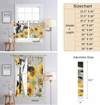 Yellow Sunflowers Bathroom Curtains 63 Inch Length, Window Curtains Tab Top, Farmhouse Cow Barn Doors Floral Butterfly Light Filtering Window Treatments Drapes 52"x63" 2 Panel