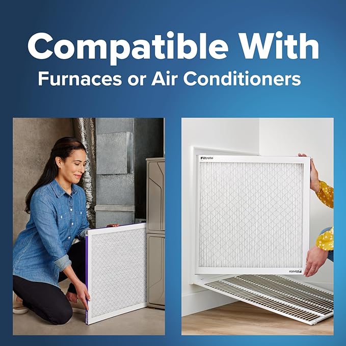 Filtrete 16x20x1 AC Furnace Air Filter, MERV 12, MPR 1500, CERTIFIED asthma & allergy friendly, 3 Month Pleated 1-Inch Electrostatic Air Cleaning Filter, 4-Pack (Actual Size 15.69 x 19.69 x 0.78 in)