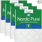 Nordic Pure 14x30x1 (Actual Size: 13 15/16 x 29 15/16 x 3/4) Poly Green MERV 6 AC Furnace Air Filters – Reduces Dust, Pollen, Pet Dander & Allergens – 4-Pack