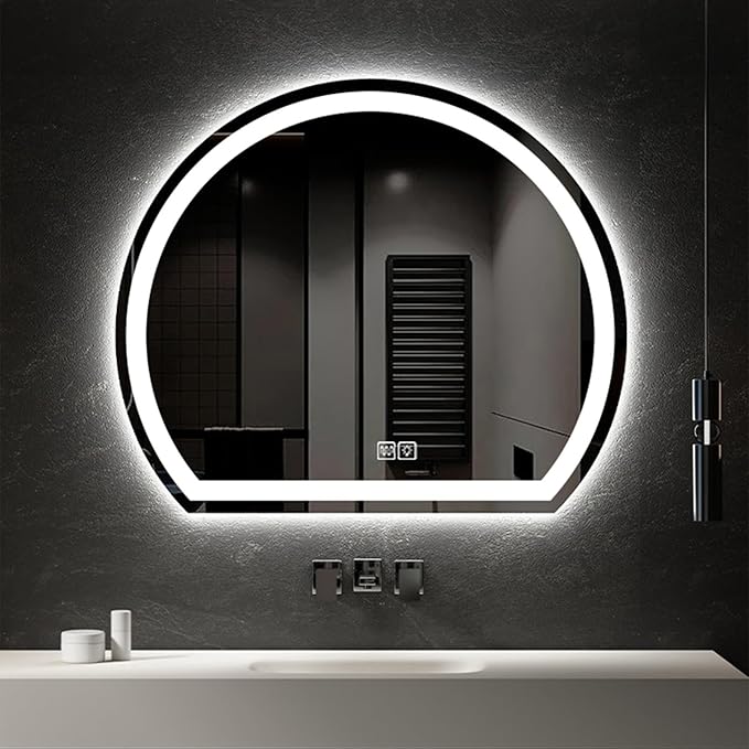 Bathroom Mirror with 3 Colour LED Lights, Lighted Bathroom Makeup Wall Mounted Mirror with Demister Pad, Touch Switch Mirror for Entryway, Bathroom, Vanity(31.4"/80cm)