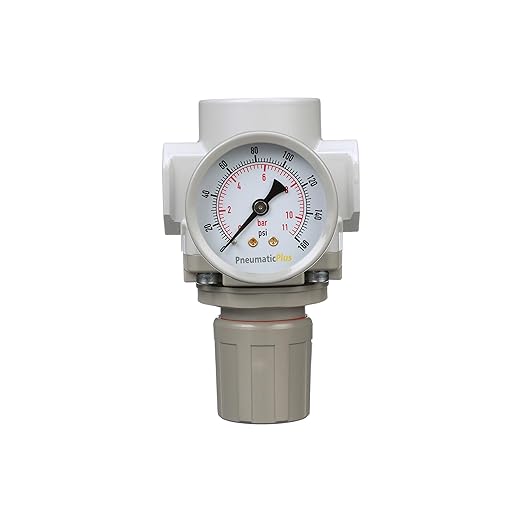 PneumaticPlus SAR400-N04BG Compressed Air Pressure Regulator 1/2" NPT - Bracket, Gauge
