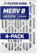 Filter King 7x10x1 Air Filter | 4-PACK | MERV 8 HVAC Pleated A/C Furnace Filters | MADE IN USA | Actual Size: 7 x 10 x .75"