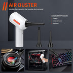 Reesibi 4 in 1 Powerful Compressed air Duster - 150000RPM Cordless Air Blower & 15KPA Car Vacuum Cleaner - Brushless Motor Electric Dust Blower with 3 Speed & 7600mAh Battery - Keyboard Cleaner Kit
