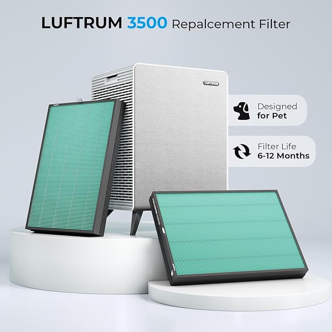C3500 and C3500 WIFI Pet Odor Remover Air Purifier Replacement Filter Set, 1 Pet Odor Remover True HEPA Filter and 1 Activated Carbon Filter (1 Pack - 2 Filters)