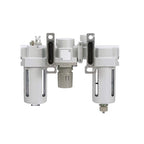 PneumaticPlus SAU400A-N04G - Dual Air System 1/2" NPT - Compressed Air Filter, Pressure Regulator & Lubricator w/Additional Free Air Port 3/8" NPT - Manual Drain, Poly Bowl