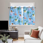 2 Panel Kitchen Cafe Curtains, Desert Landscape Sunlight Filtering Nature Air Through, Window Decor Tier Curtains for Living Room 104W x 52L inch Cute Camels Palm Trees Houses Leaves Blue