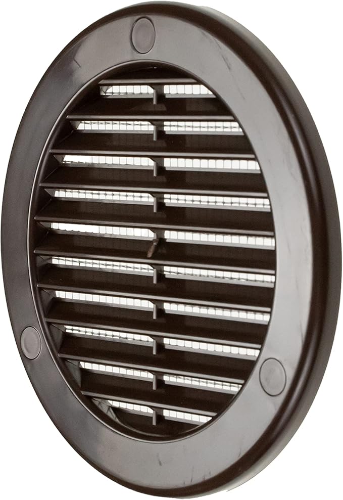 Vent Systems 4" Inch (Opening Dimensions) - Pack of 10 - Brown Soffit Vent Cover - Plastic Round Air Vent Grille - Built-in Mesh Screen - HVAC Register Louver for Bathroom, Home, Kitchen
