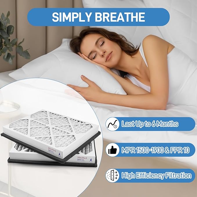 20x25x3 MERV 13 Pleated Air Filter, 2 Pack, Compatible with Zephyr VGF Series 20x25x3 Whole Home Return Air Grille Filter, Actual Size 18-3/8×23-3/8×3"