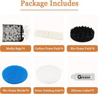 28 PCS Replacement Filter Media Kit Compatible with Fluval FX2/FX4/FX5/FX6 Aquarium Filters Include Media, Carbon Foam Pad, Water Polishing Pads, Bio-Foam Pads, Foam Block, Silicone Lube, Mesh Bag