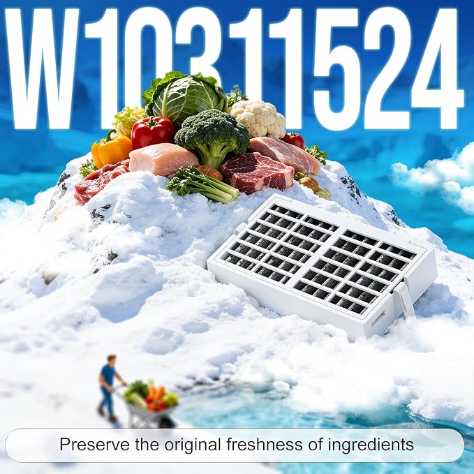 W10311524 AIR1 Refrigerator Air Filter Cartridge Replacement for Whirlpool Kenmore Refrigerator Compatible with Fresh Flow Refrigerator Air Filter, White, 6 Pack by Funmit