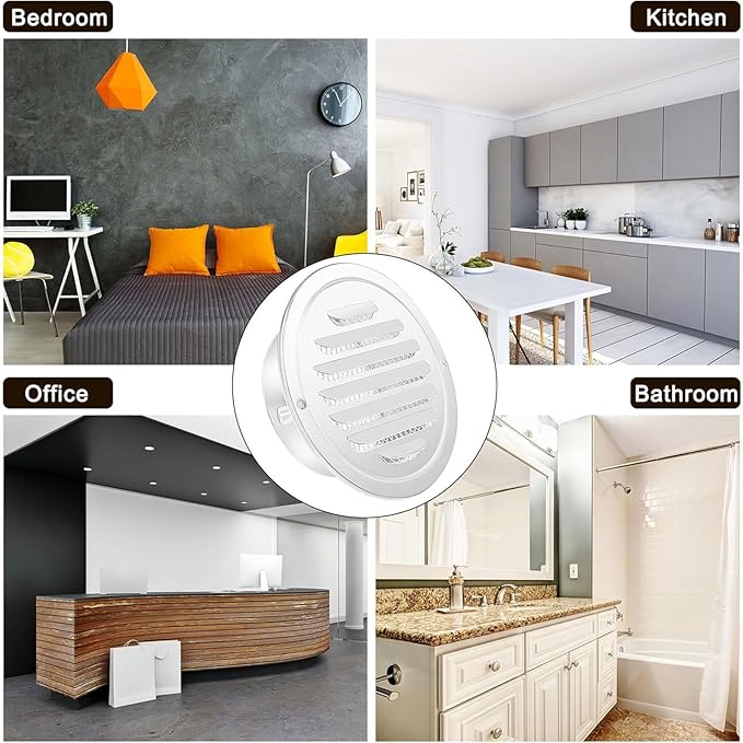 Zonon 18 Pcs Stainless Steel Soffit Vents 4 Inch Round Dryer Vent Cover with Mesh Screen for Home Outdoor Bathroom Wall Ceiling Outside Exterior Exhaust (White)