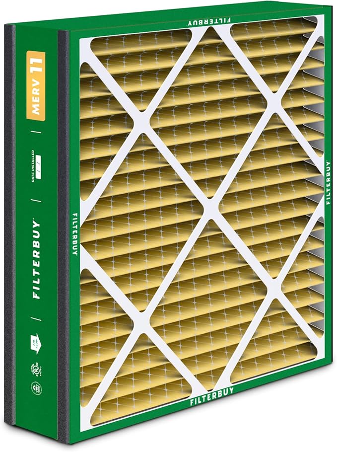 Filterbuy 20x25x5 Air Filter MERV 11 Superior Pet & Allergy Defense (3-Pack), Pleated HVAC AC Furnace Filters for Trion Air Bear, Generalaire, Skuttle, and More (Actual Size: 19.63 x 24.13 x 4.88)
