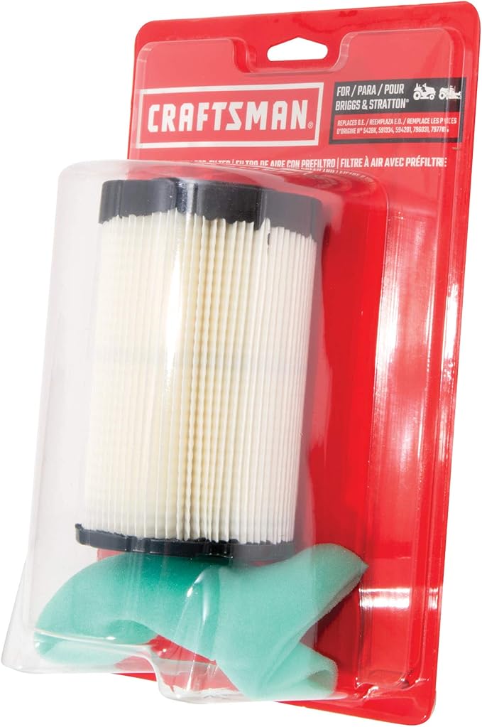 Craftsman SBD Air Filter with Pre-Filter for Riding Mowers and Zero-Turn Mowers, Black