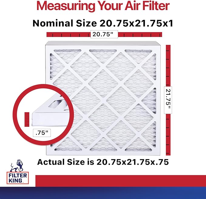 Filter King Air Filters 20.75x21.75x1 12-PACK MERV 11 HVAC Pleated AC Furnace Filters | Actual Size 20.75 x 21.75 x .75"