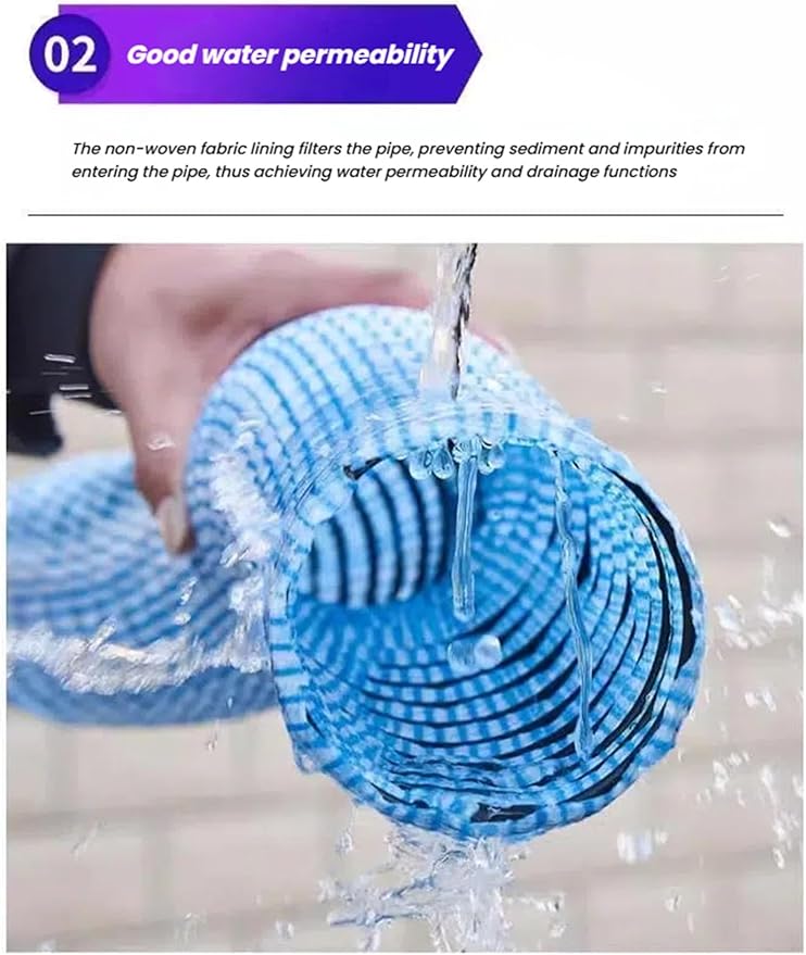 French Drain Pipe，Flexible Underground Drainage Tube,Soft Infiltration Pipe,\U200b DIY Construction Site(5cm/2in 16.4ft)
