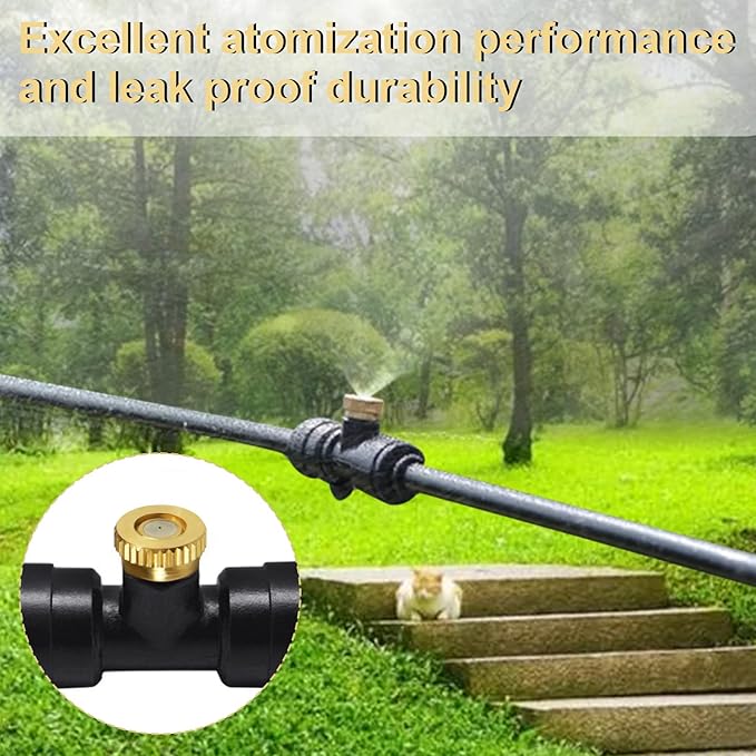 KUWAN 0.016" Orifice (0.4mm) Thread UNC 10/24 Brass Misting Nozzles Low Pressure Atomizing Misting Sprayer Water Hose Nozzle for Greenhouse, Landscaping, Outdoor Cooling Mister System (200PCS)