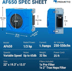 MOUNTO 550cfm Hepa Air Scrubber Industrial Air Cleaner- 550cfm Portable Air Purifier w/Variable Speed, Dual Outlet for Fire/Water Damage Restoration, Construction & Painting, Janitorial (Blue)