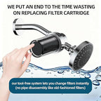 2-Pack Shower Filters with 11 Replacement Cartridges - Coconut Shell Carbon Filter Removes Chlorine, Heavy Metals | Universal Showerhead Water Filter for Healthier Skin & Hair
