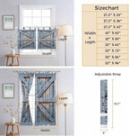 Farmhouse Wood Grain Kitchen Curtains 24 Inch Length, Small Window Curtains Tab Top, Vintage Country Barn Gate Textured Light Filtering Short Window Treatments Tier Drapes 27.5"x24" 2 Panel