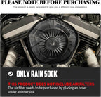Waterproof Air Filter Rain Sock Motorcycle Dustproof Cold Air Intake Protective Cover Air Cleaner Filter Kit Fit for Harley Sportster XL Touring Road King Street Glide Dyna Softail