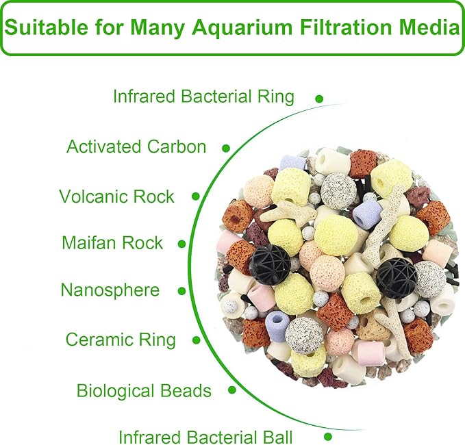 10 Pcs 12.2" x 15.9" Filter Media Bags, Extra Large Fish Tank Media Mesh Filters Bags for Activated Carbon, Ceramic Rings, Aquarium Mesh Reusable Bags with Zipper, Black.