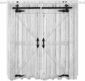 Farmhouse Wood Grain Living Room Curtains 84 Inch Length, Window Curtains Tab Top, Vintage Country Barn Gate Grey Light Filtering Window Treatments Drapes 52"x84" 2 Panel
