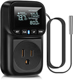 Diymore Digital Temperature Controller Outlet - 1800W Plug-in Thermostat with Heating & Cooling Modes, -104°F to 210°F Range for Greenhouse, Reptile, Incubator & Pool