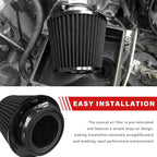 Sun Walker Clamp-on Air Intake Filter, 3/3.5/4 Inch High Flow Round Tapered Air Filter for Enhanced Engine Power, Washable & Reusable Cone Filters Replacement for Car Truck Motorcycle (Black)
