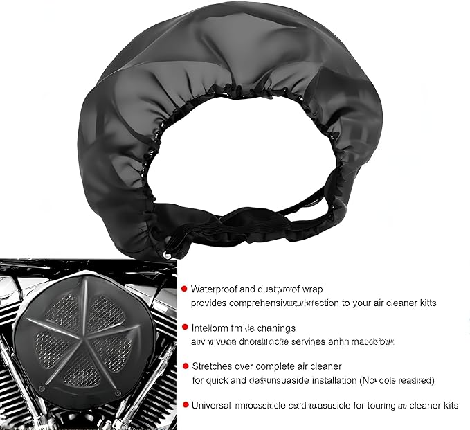 Motorcycle Waterproof Air Filter Rain Sock Dustproof Protective Cover Fits, Air Filter Cleaner Kits for Harley Davidson Touring Road King Street Glide Softial Fat Boy Air Filter Cleaner Kits