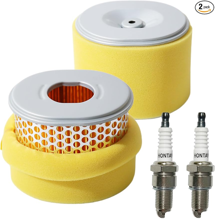 2 Pack GX270 Air Filter w/Spark Plugs for Honda GX240 8HP 9HP Engine Replace 17210-ZE2-505 17210-ZE2-515 17210-ZE2-821 17210-ZE2-822 Lawn Mower Parts
