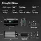 VIVOSUN Smart Air Filtration T8 Kit 8", AeroZesh T8 Inline Duct Fan with E12 Speed Controller, Carbon Filter & 25' Ducting, Cooling & Ventilation System for Grow Tents, Indoor Gardening, Hydroponics