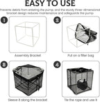 Pond Pump Filter Bag Solid Pump Mesh Box Adjustable Pond Filter Box Protective Pump Barrier Bag Thickened Pump Mesh Bag Anti Clogging Filter Bag with Drawstring for Outdoor