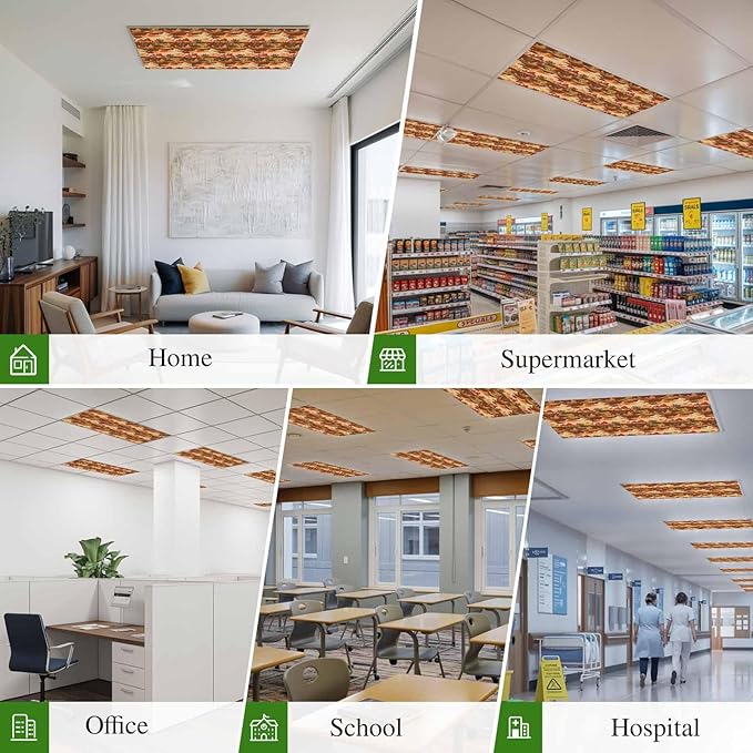 Tropical Plant Cactus Fluorescent Light Covers 4 Pack Western Cowboy Horse Sunset Deserts Brown Magnetic Fluorescent Ceiling Lights Filters for Office Classroom Home Drop Ceiling 4x2 Feet