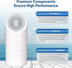 PUREPLUS 5 Micron 10" x 2.5" Whole House Grooved Sediment Home Water Filter, Replacement Cartridge for Any 10 inch RO Unit, AO-WH-PREV-R2, AP110, WHKF-G05, AB-SGR5M, GXWH20S, WFPFC5002, CFS10, 3Pack