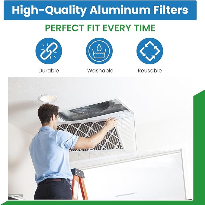 Filter Everything Washable Aluminum Air Filter – 20 x 25 x 1 7/8 – Permanent, Reusable HVAC Intake Filter – Heavy-Duty Expanded Aluminum Mesh – Pre-Filter for HEPA or Pleated Filters