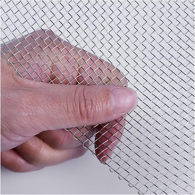 Stainless Steel Woven Wire Mesh, Stainless Steel Wire Metal Mesh Sheets, 8 Mesh Steel Woven Mesh Rodent Proof Garden Insect Screen Heat-Resistant Metal Filter Screen Sheet